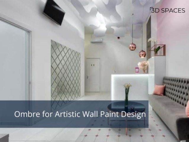 Wall with an ombre gradient created using wall tape design, blending colors smoothly for an artistic look.