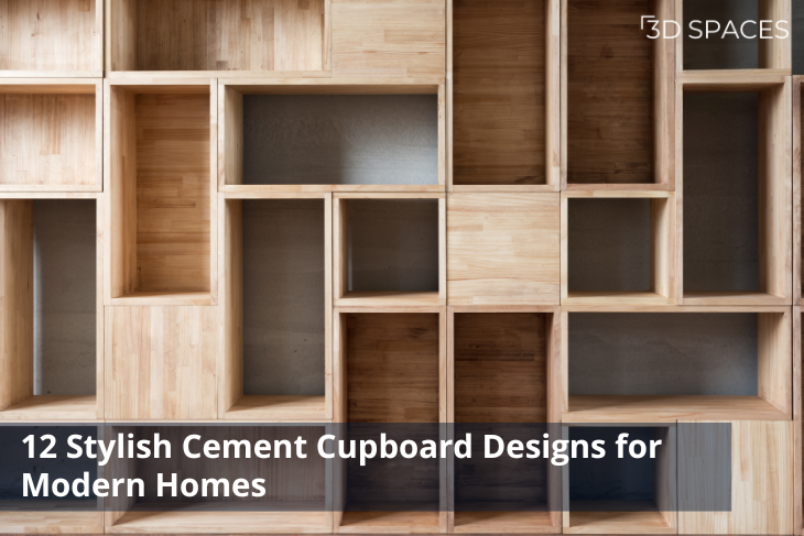 Stylish cement cupboard design integrated into a feature wall, showcasing modern aesthetics and functionality, perfect for main hall Indian cement shelf designs.