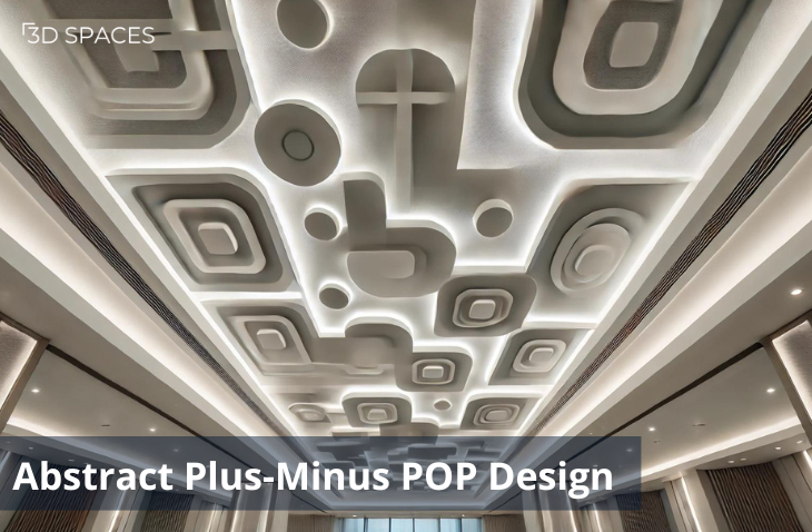 Image of an Abstract plus minus POP design ceiling with freeform shapes and curves, creating a fluid and creative look.