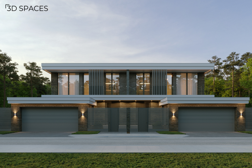 modern minimalist elevation design with clean lines and simple facade
