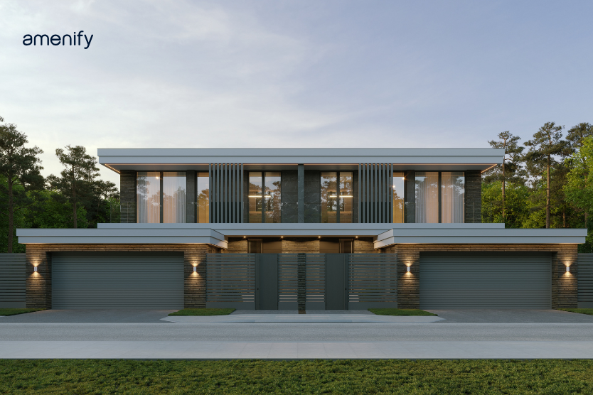 modern minimalist elevation design with clean lines and simple facade