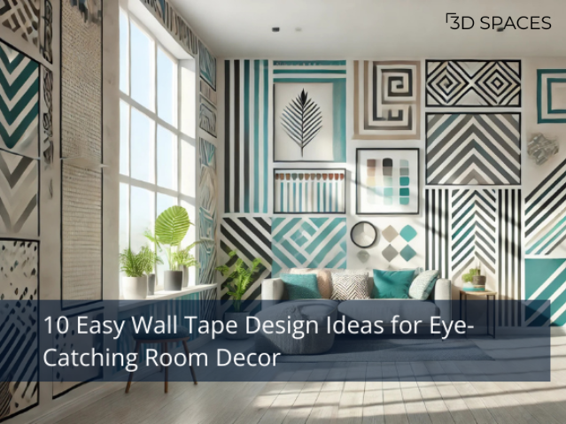 Easy wall tape design ideas with geometric patterns for modern living room wall decor and DIY home interiors.