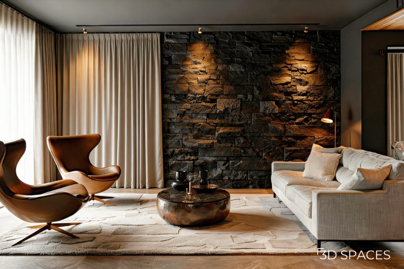 organic materials like wood and stone in interior design