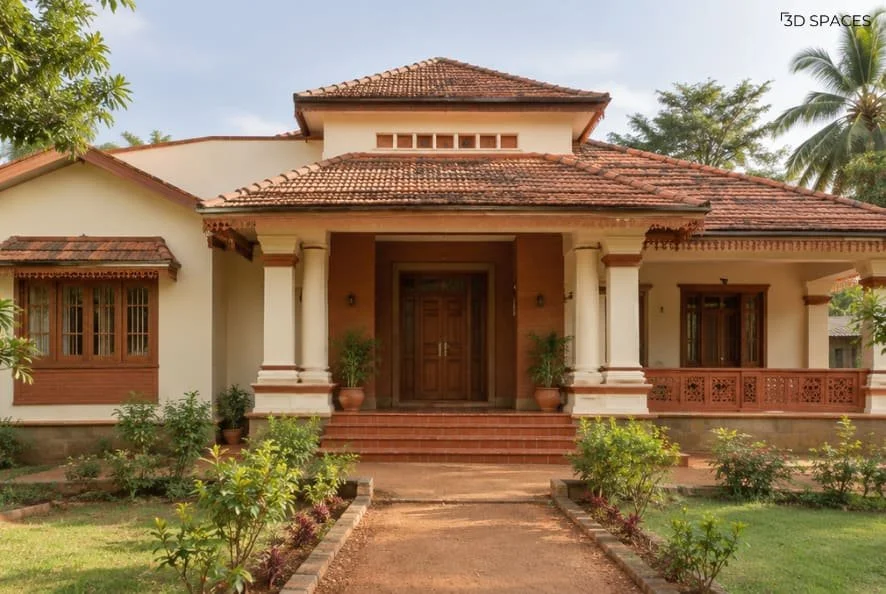 Ivory and Brick Red Exterior House Color