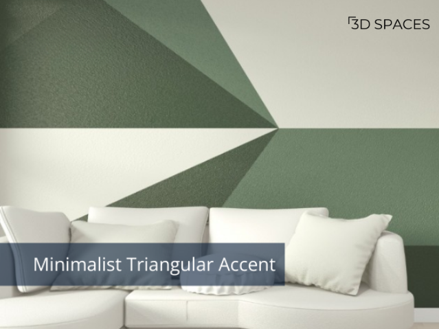 Wall with a minimalist triangular accent created with wall tape design, offering a subtle, sharp visual element.