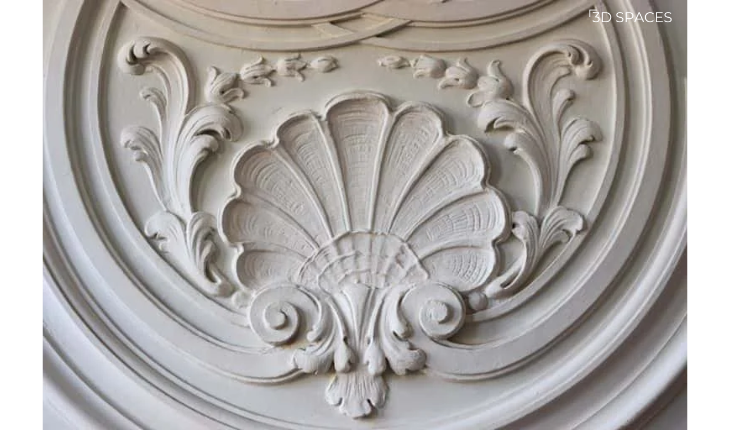 Classic baroque cement ceiling design with intricate patterns and traditional motifs for a luxurious look.