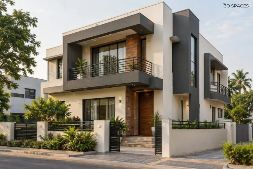 White and Charcoal Grey Exterior House Color