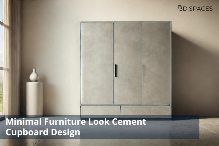 Minimal furniture look featuring main hall Indian cement shelf designs, emphasizing simplicity and modern aesthetics.
