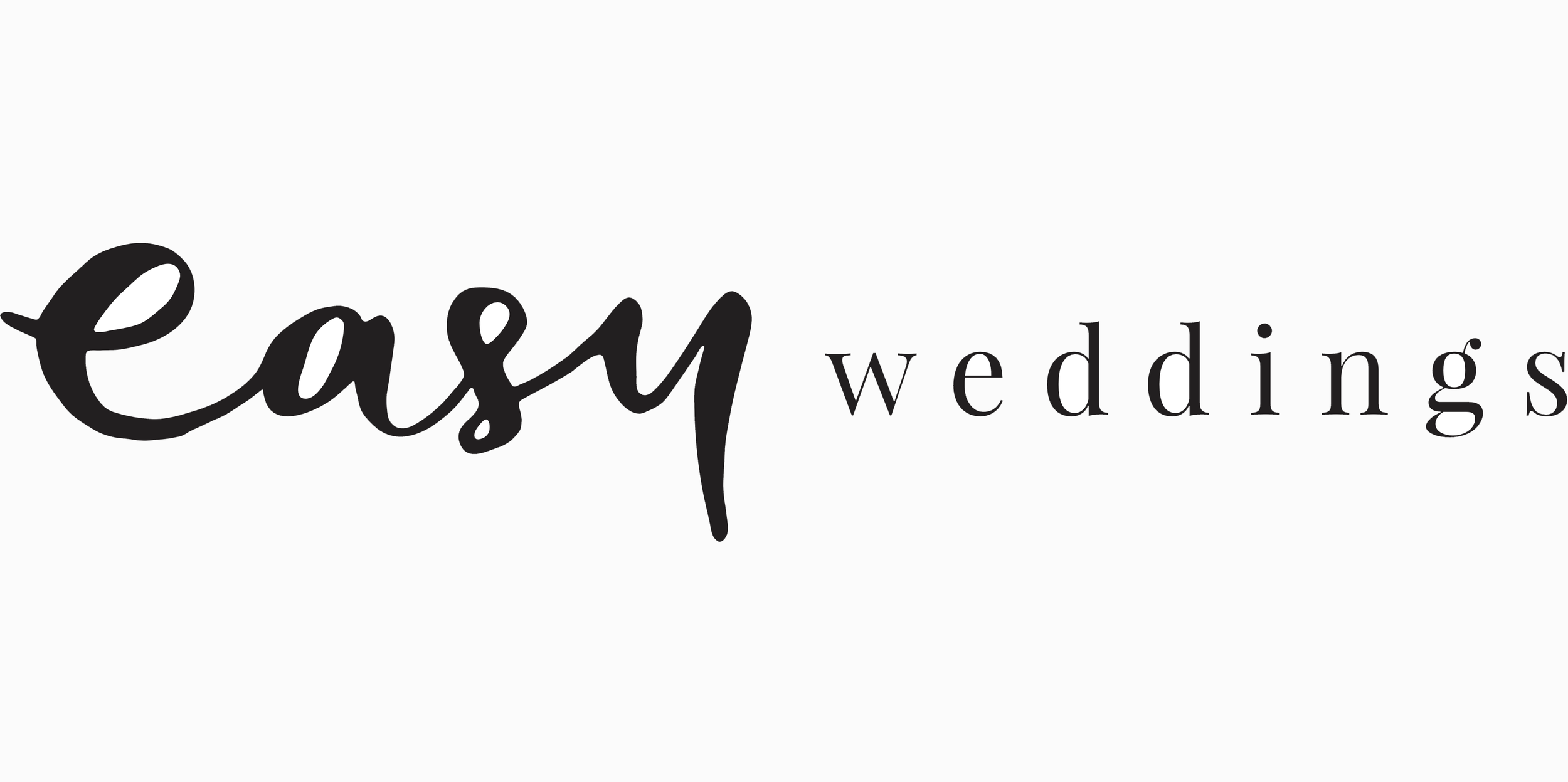Easy weddings logo with "Easy" in cursive black font and "weddings" in smaller serif black font.