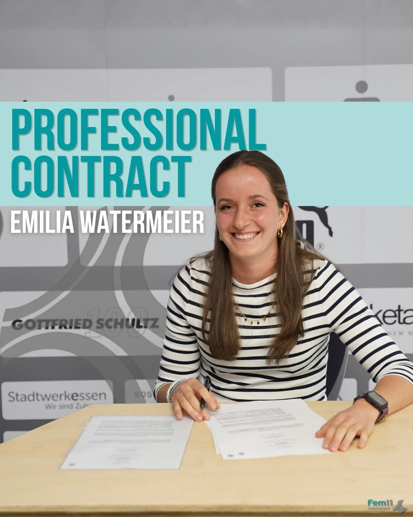 First Professional Contract ✍🏼
Congratulations on this exciting milestone, @emilia.watermeier!
@sgsessen has signed the 15-year-old midfield talent, offering her a promising future for the years ahead. 

#donedeal #emi #sgsessen #fem11 #pro