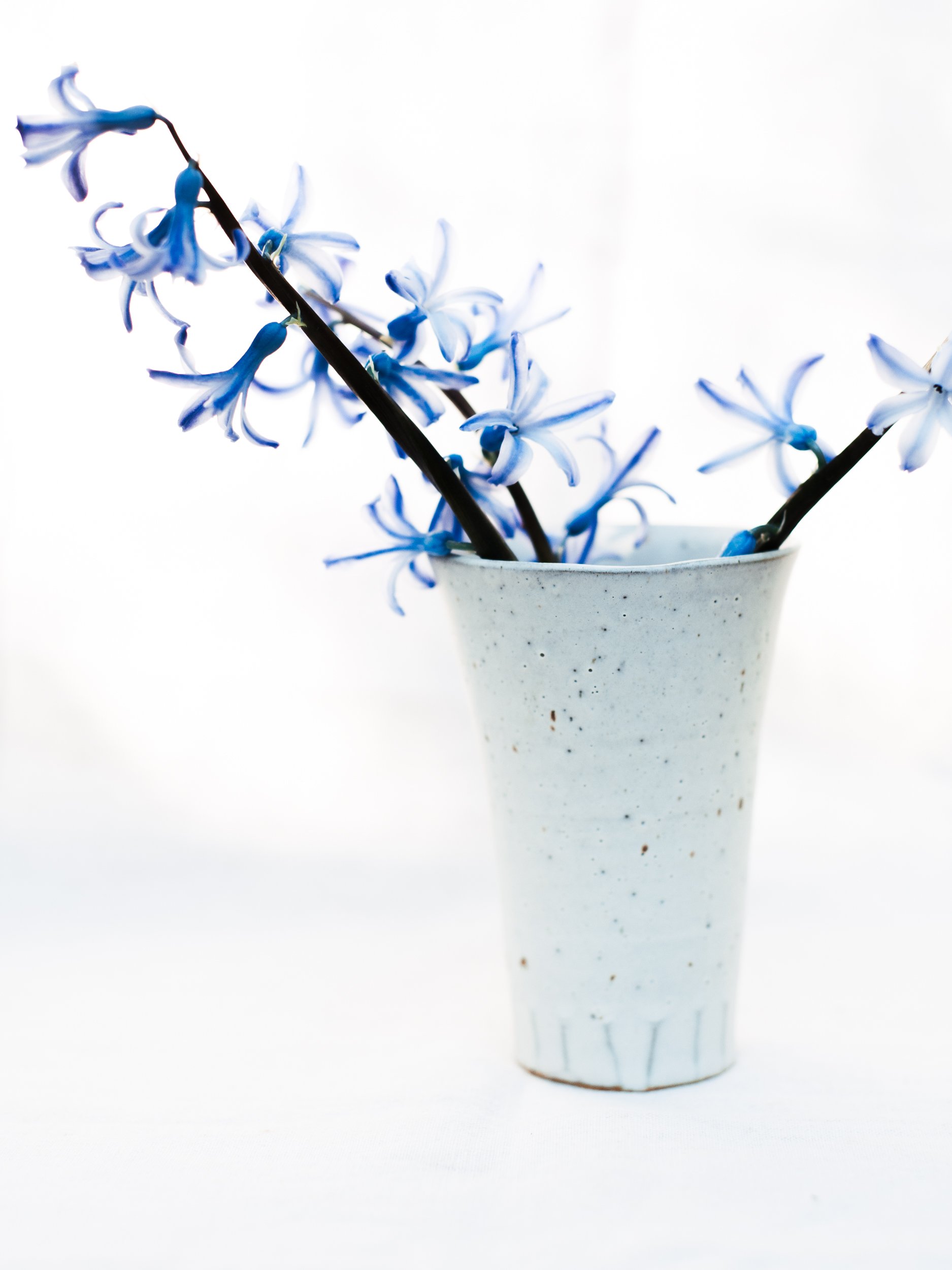 Ceramic vase with blue flowers
