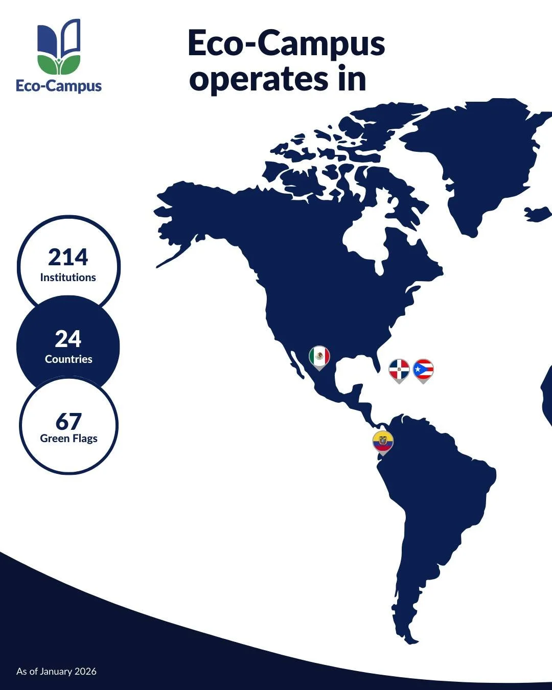 Let&rsquo;s take a look at the countries where Eco-Campus currently operates 🌍

Eco-Campus stats:
✨ 214 institutions
🌎 24 countries
🚩 67 Green Flags 

From local action to worldwide change, this is what sustainability in motion looks like. This is