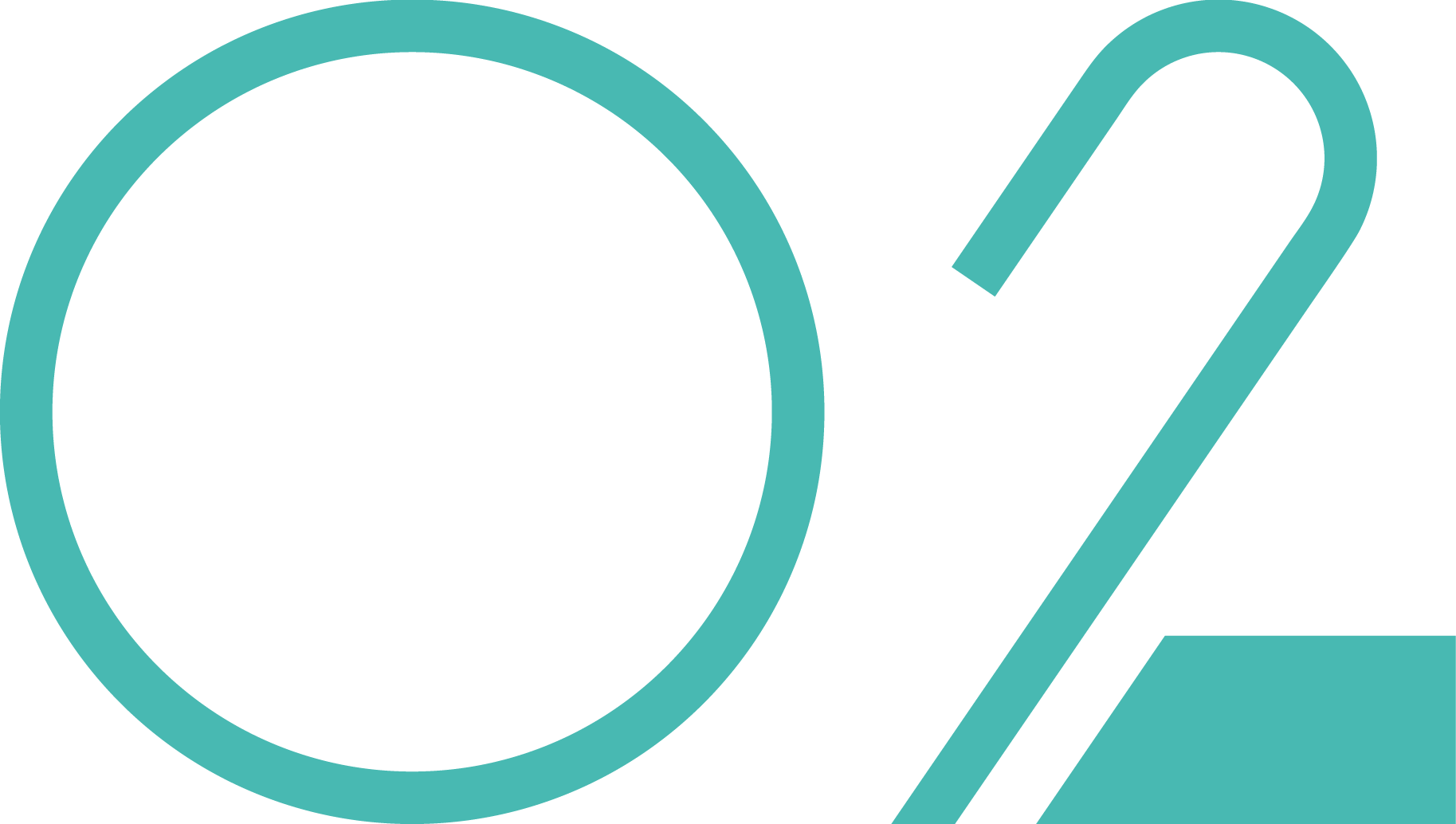 Large teal text displaying the number 02.