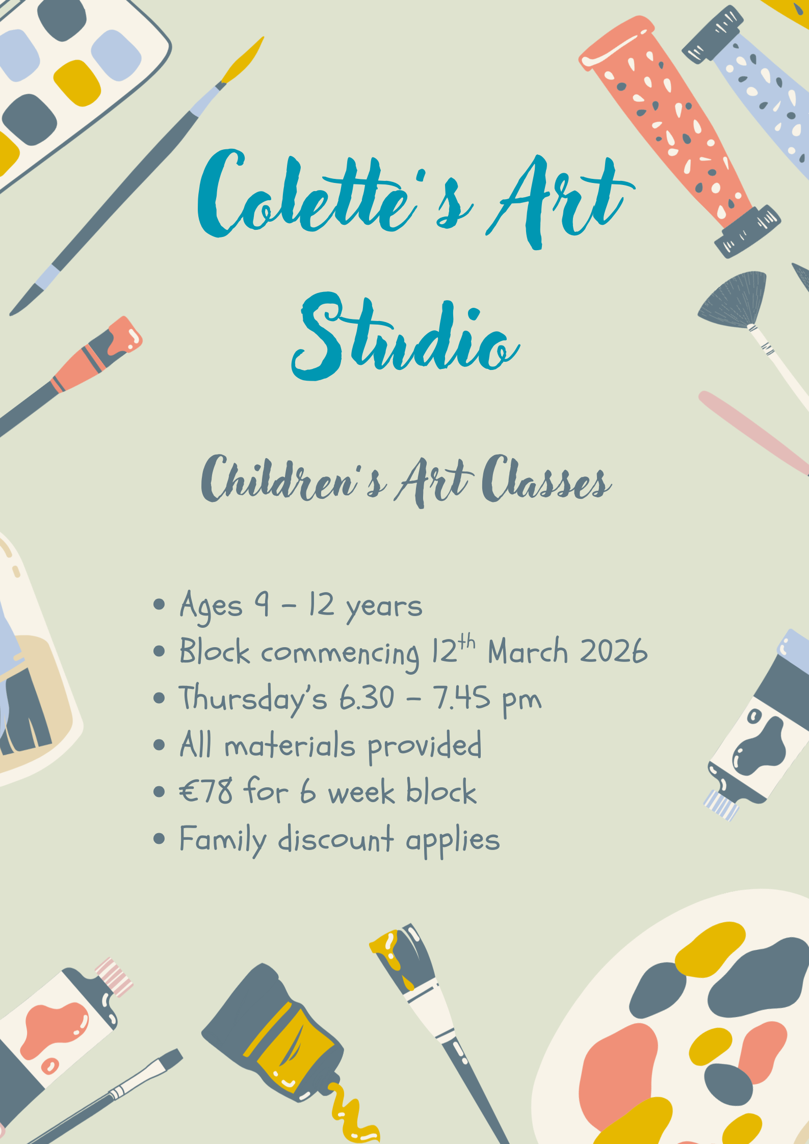 Children's Art class, age's 9 - 12 years