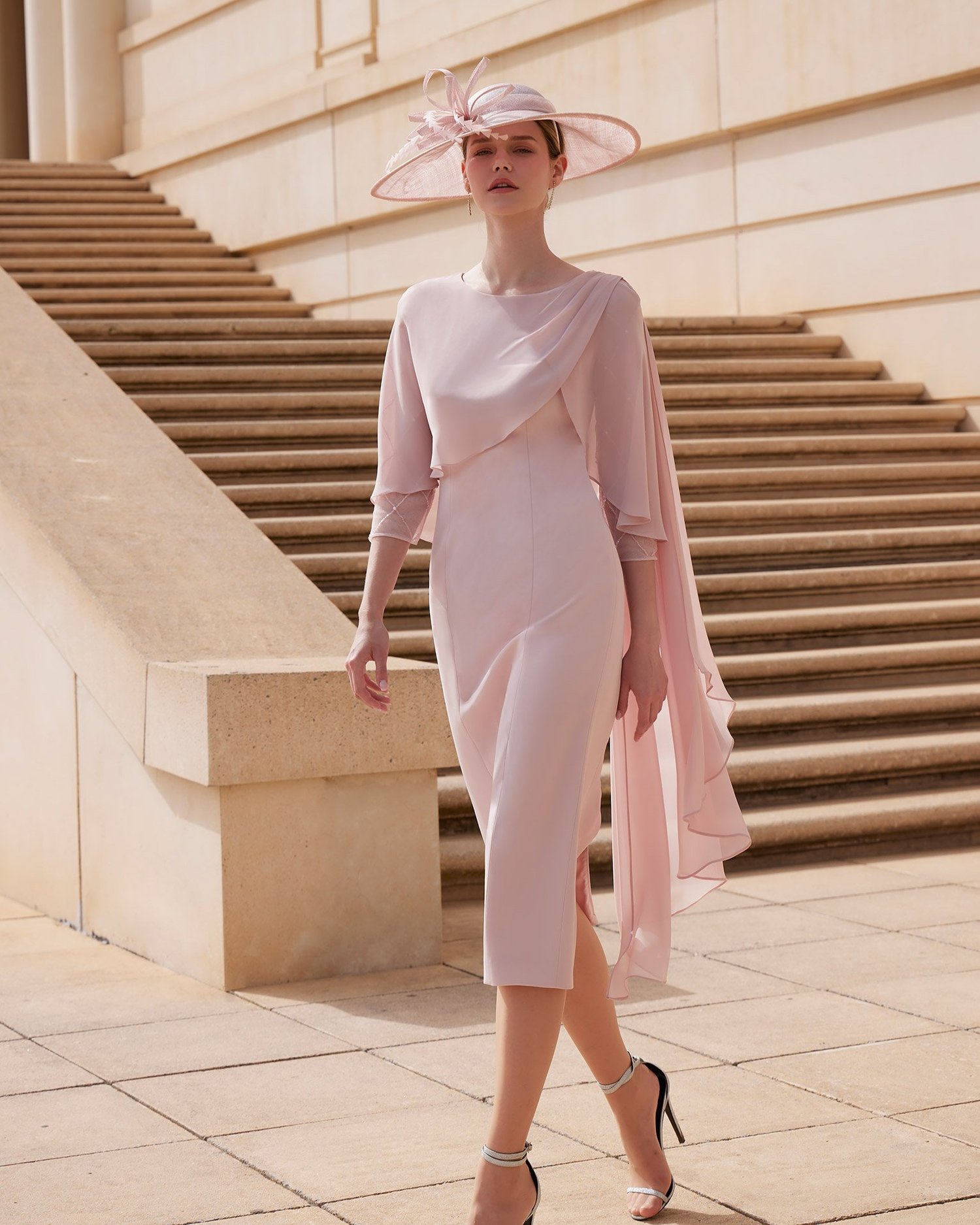 Couture Club by Rosa Clara blush midi with overlay — CONTINENTAL COLLECTION