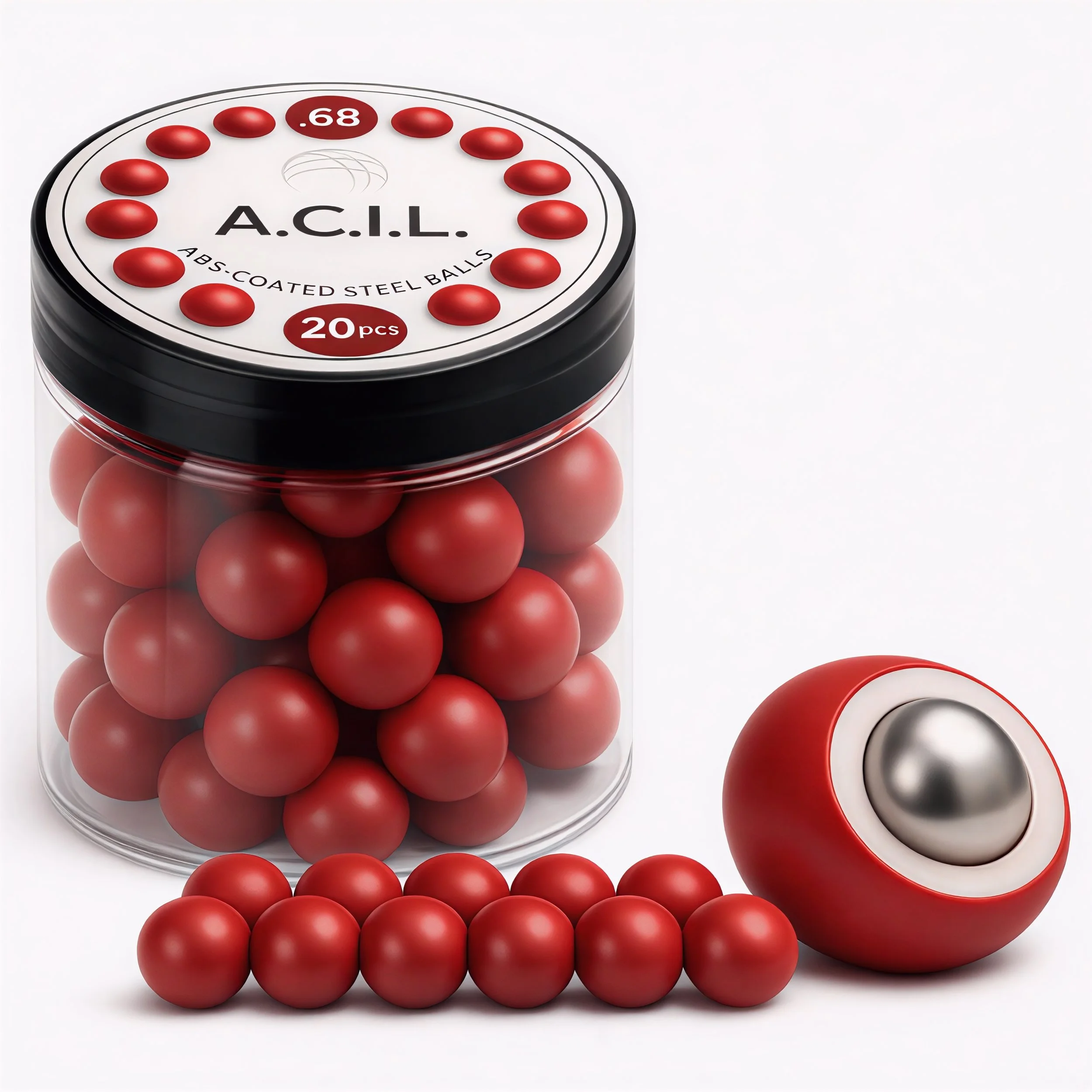 ABS-Coated Steel Balls .68 Cal – 10 grams Solid Precision Rounds for Paintball, RAM & Home Defense – Durable Reusable Hard Nylon Shell Projectiles
