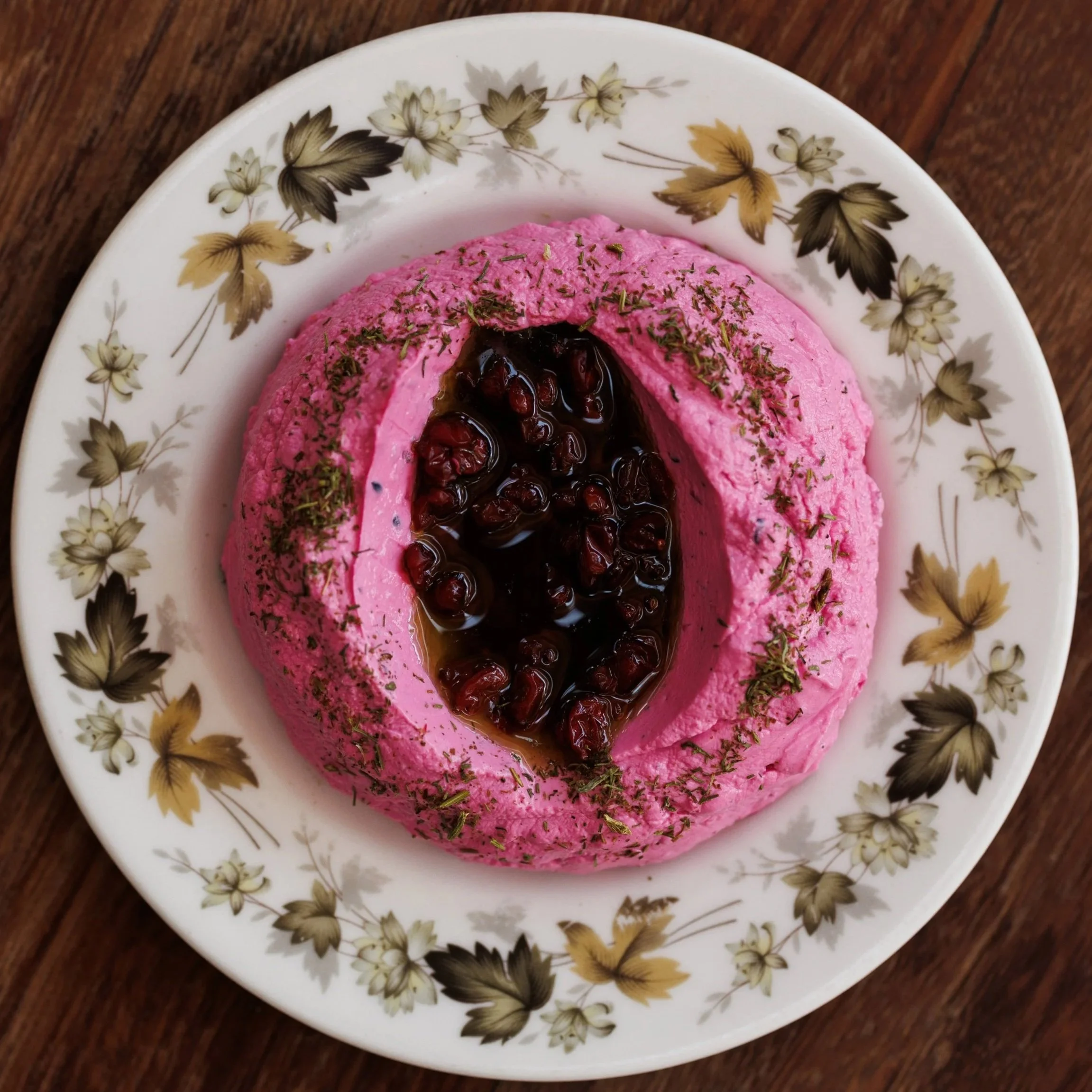 Borani O Labou / beetroot, feta & greek yogurt, barbaries / 36 AED