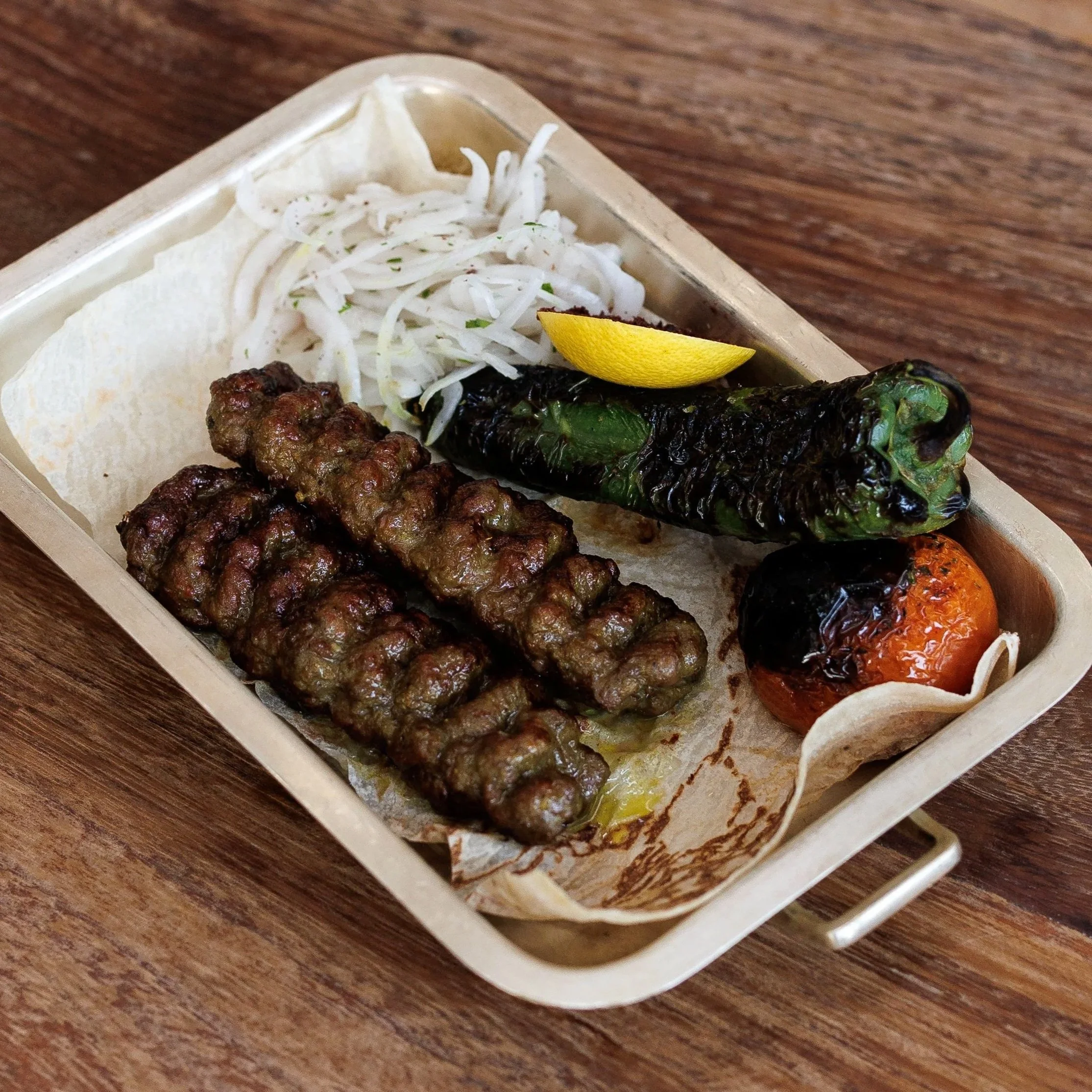 Lamb Koobideh / spiced minced lamb shoulder / 89 AED