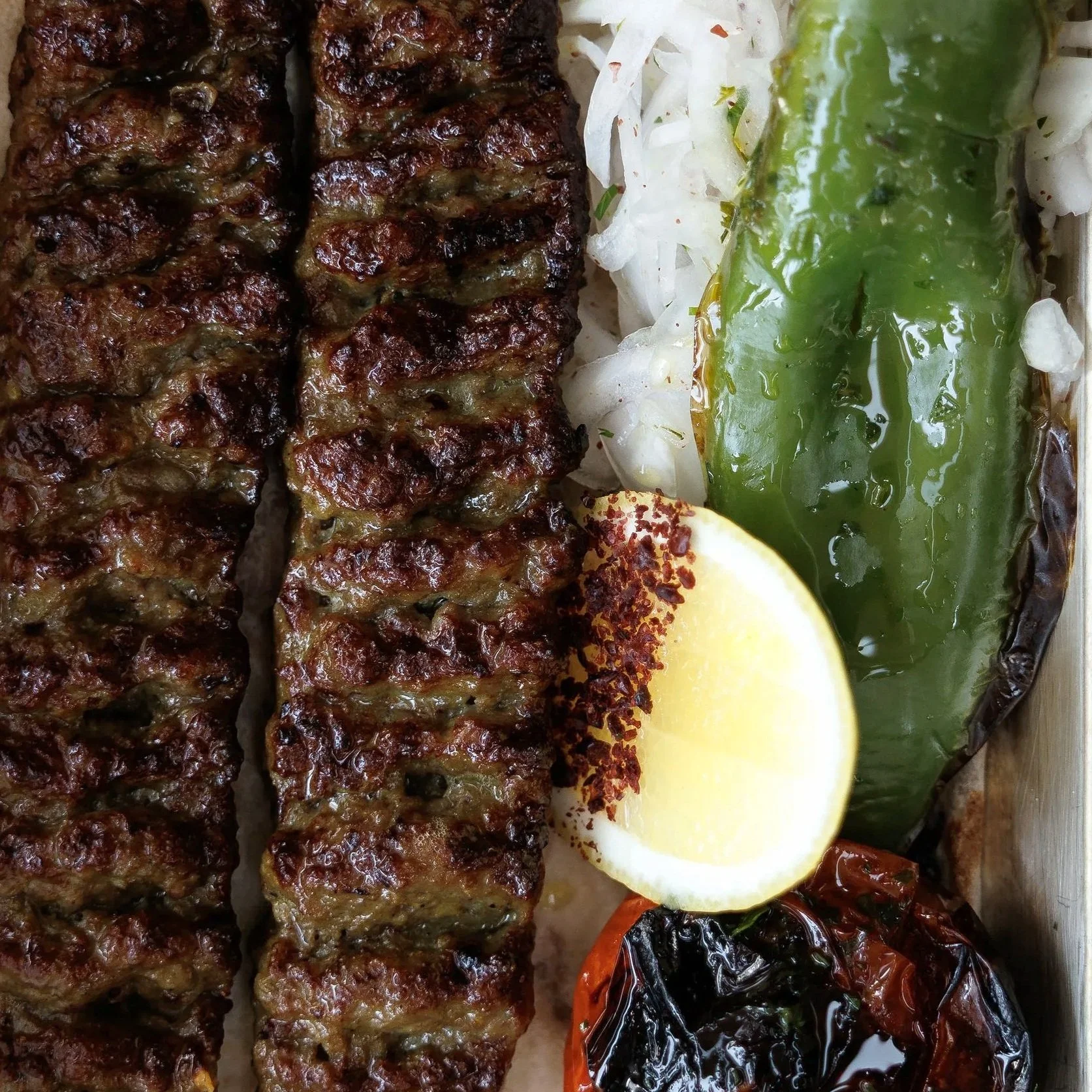 Beef Koobideh / spiced minced beef, black pepper & cumin / 89 AED
