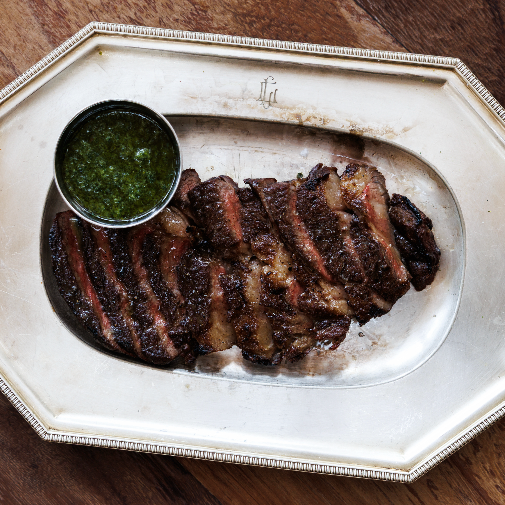 Black Angus Rib Eye Steak / fragrant persian gremolata / 249 AED