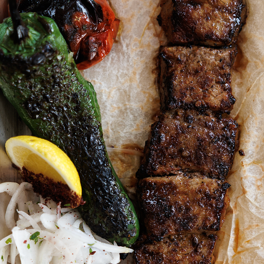 Beef Chenjeh / red shatta & lemon-marinated beef striploin / 136 AED