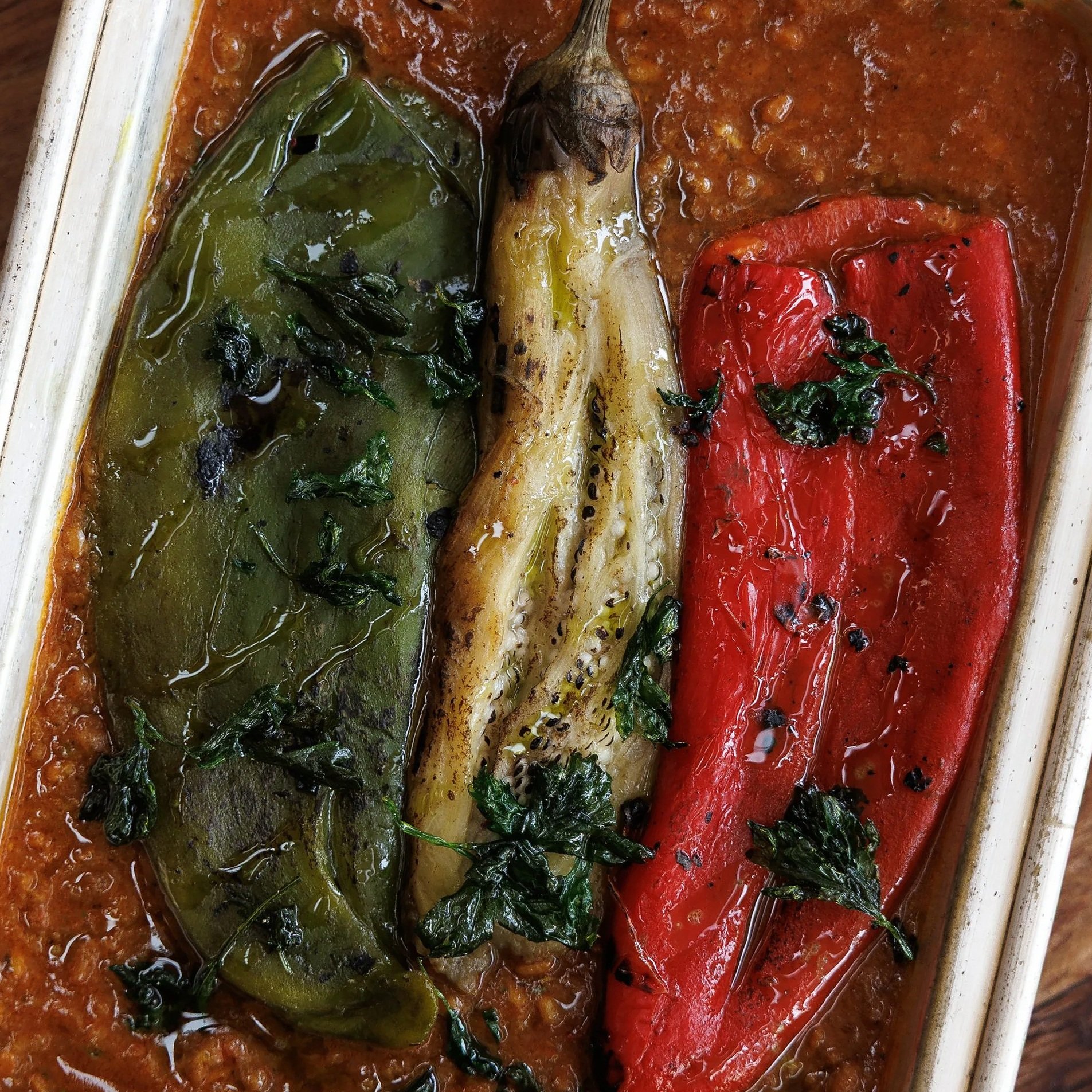 Gheymeh Bedemjan / fried aubergine, split pea & tomato stew / 79 AED