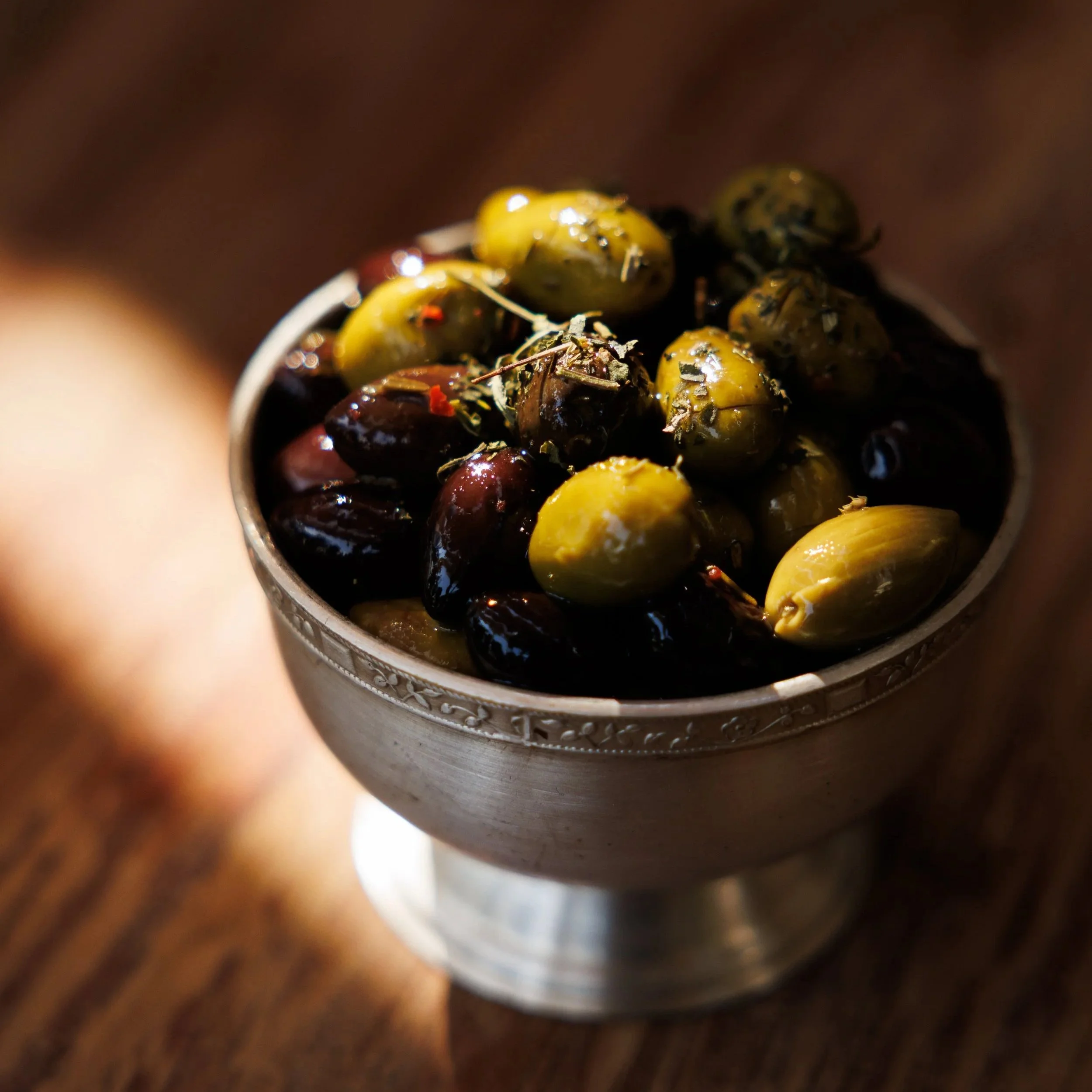 Palestinian Olives / citrus-marinated olives & herbs / 32 AED