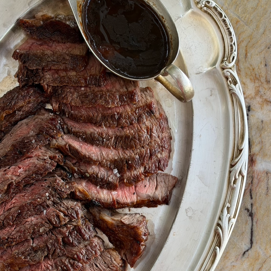 Dry Aged Ribeye / bone marrow stifado jus / 325 AED
