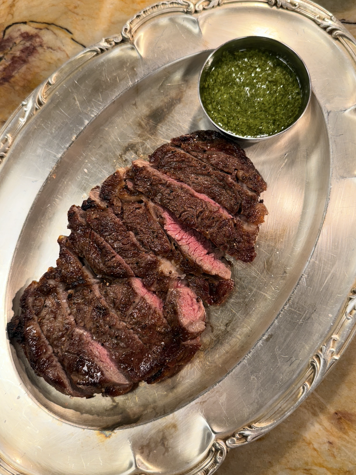Black Angus Beef Ribeye Steak / fragrant persian gremolata / 249 AED