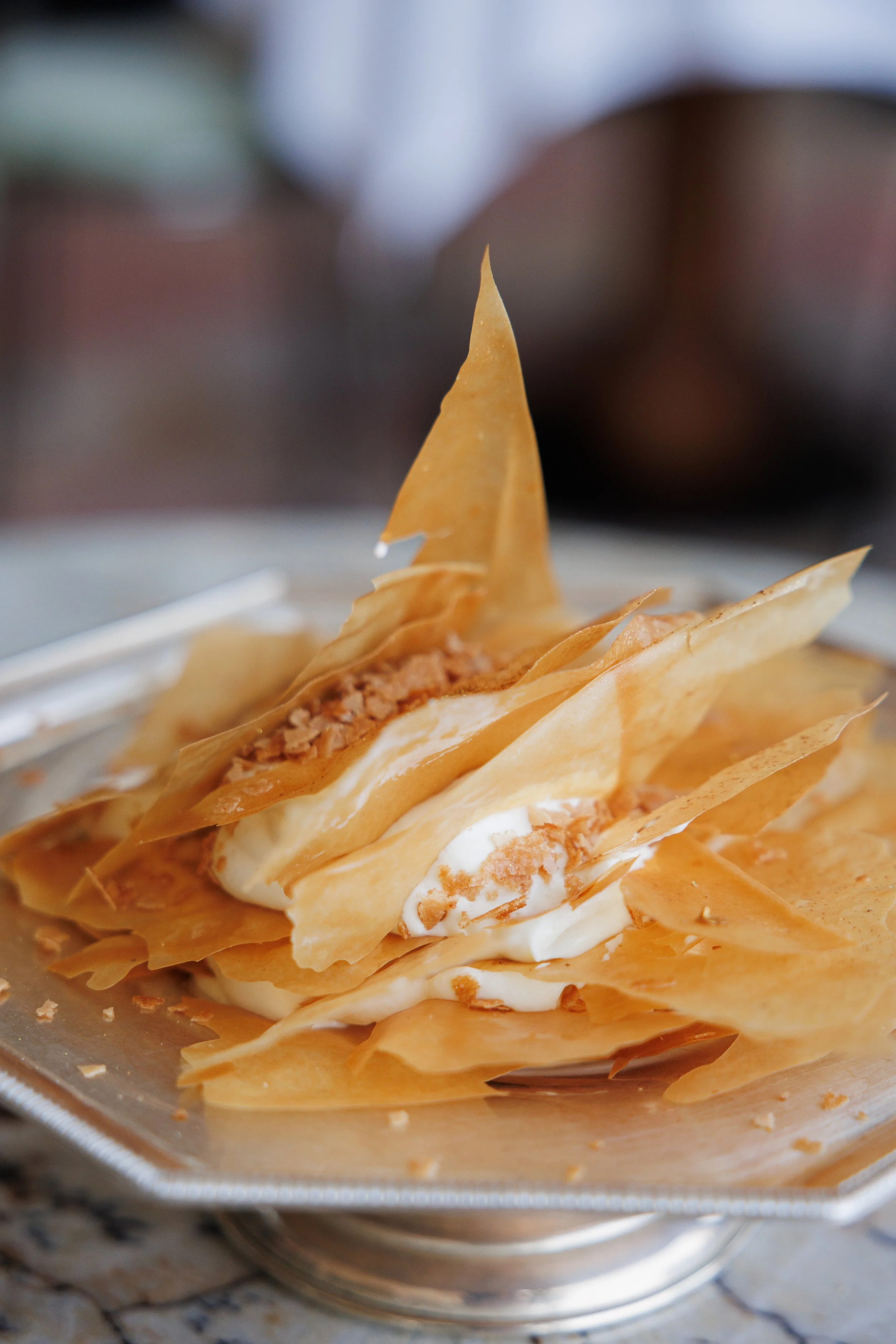 "Napoleon" Millefeuille / white chocolate, vanilla, crispy crepe millefeuille / AED 45