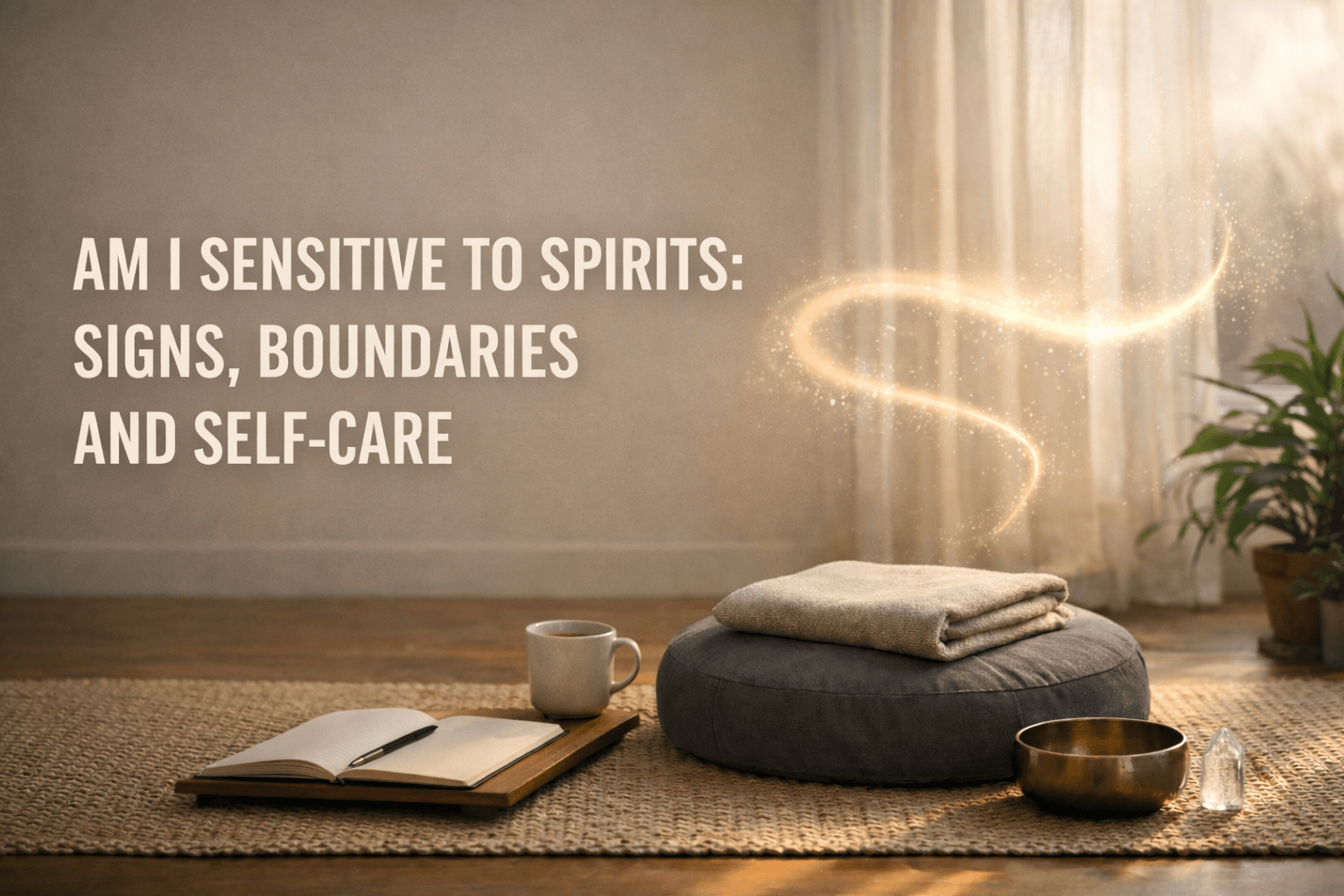 Book, coffee and crystals in the home