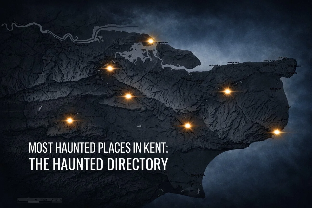 Map of South East region highlighting haunted hotspots