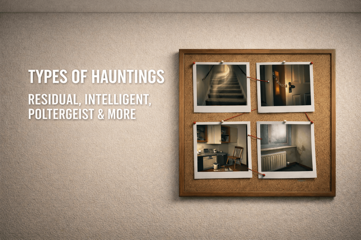 Wall with pin board of polaroid's