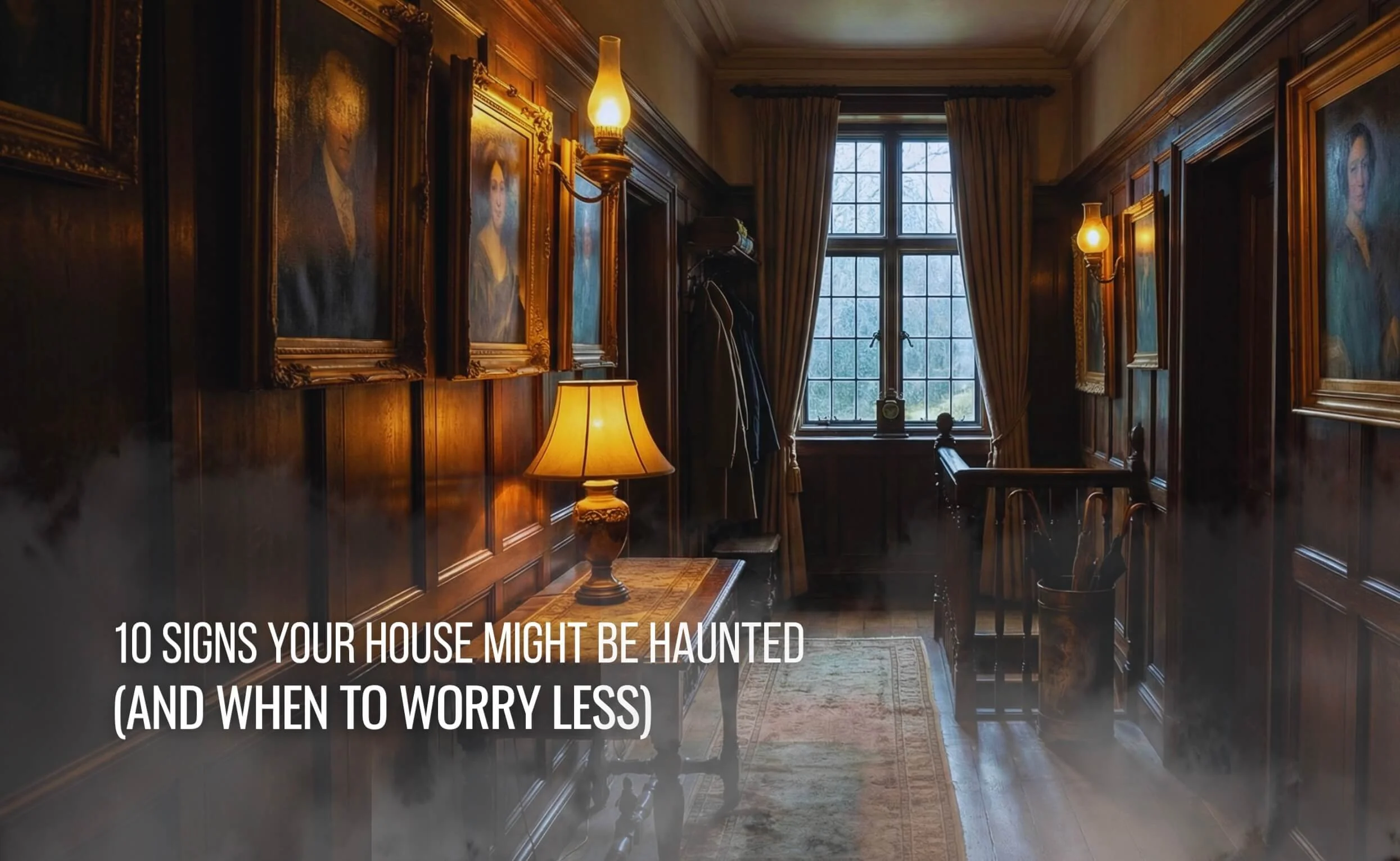 Dark eerie misty old fashion hallway