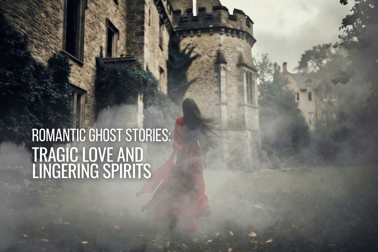 Lady in Red roaming through castle grounds