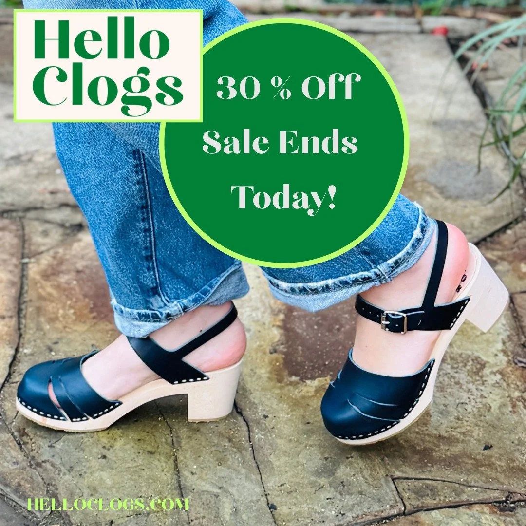 ✨ Happy Cyber Monday! ✨
Today is the LAST DAY to take 30% off all Hello Clogs styles!

Use code: BLKFR