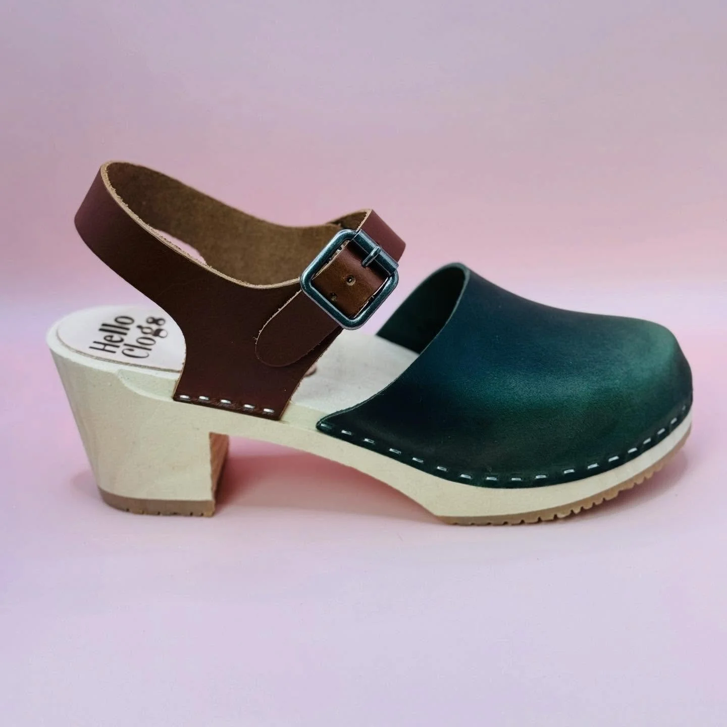 I&rsquo;m so in love with this color combo. A deep forest-green toe paired with warm brown straps makes them feel earthy, elegant, and totally easy to style.

Handmade in the Nevada City foothills, and one-of-a-kind &mdash; just like every pair that 