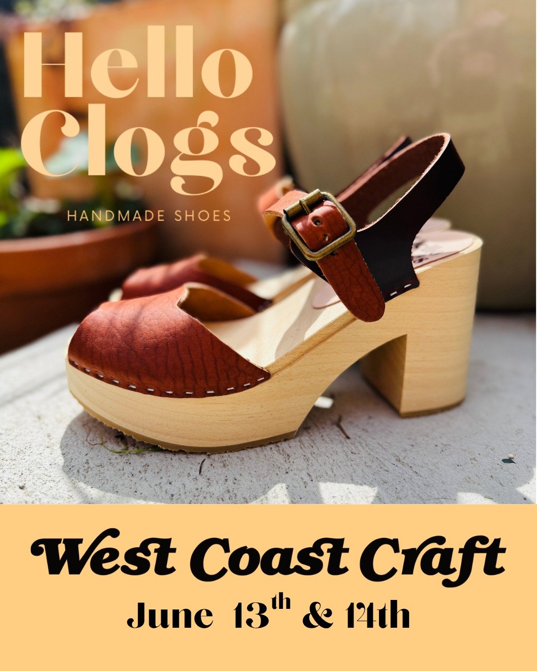Counting down to West Coast Craft ❤️

I&rsquo;m heading to San Francisco June 13&ndash;14 with a booth full of new clogs I&rsquo;m excited to share! Everything is handmade in small batches.

Come find me at Booth G18&mdash;try things on, take a close