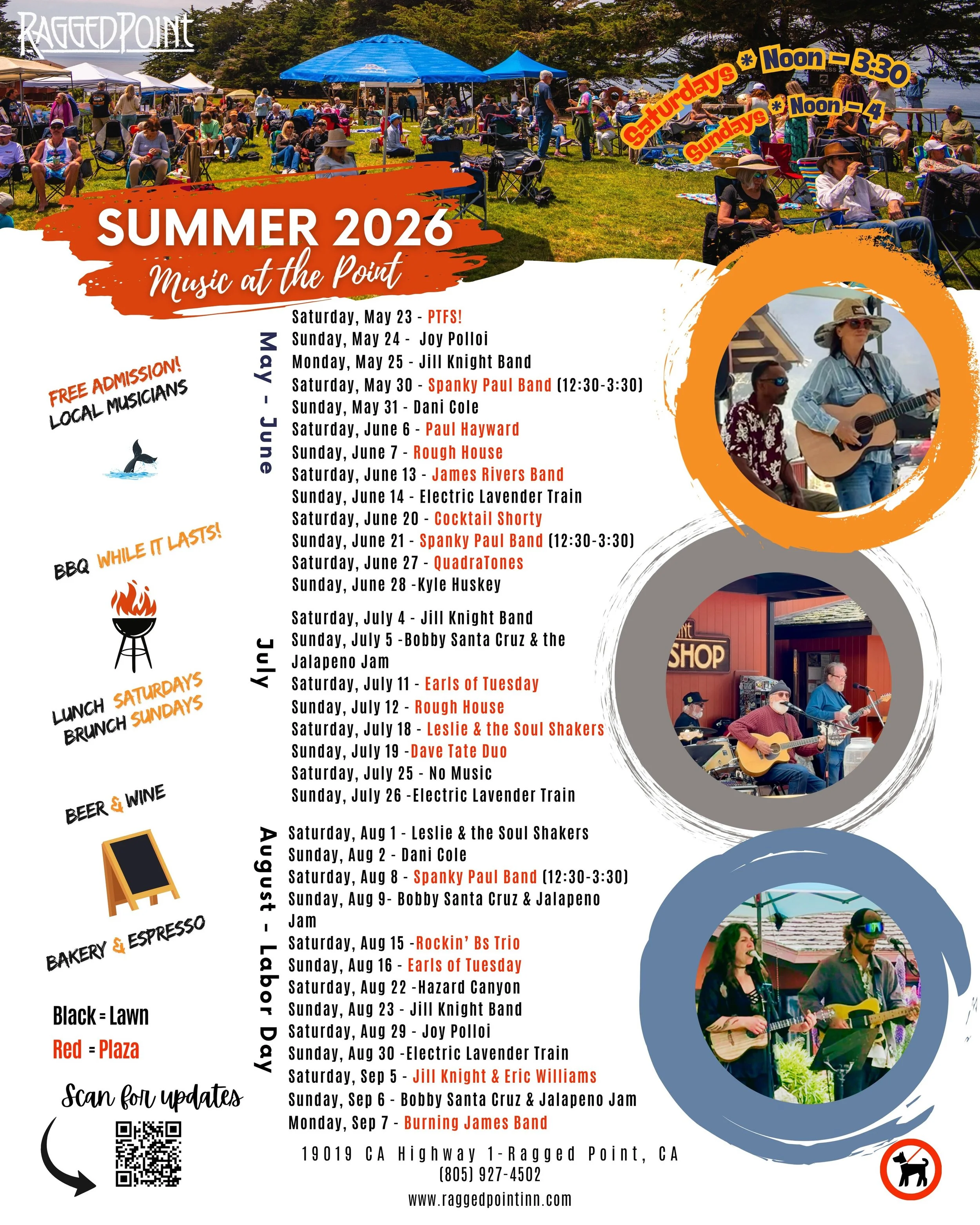 When is your favorite band coming too Ragged Point? Hope to see you here this summer!