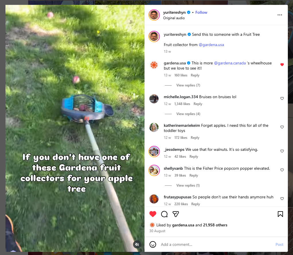 GARDENA Canada - Influencer Partnership with @yuritereshyn ( 2.7M Views)