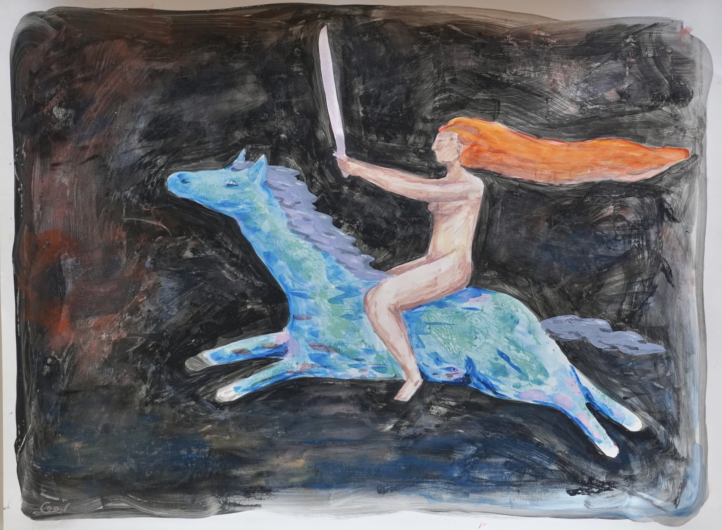 Cabalgadora guerrera, 75 x 55 cm 