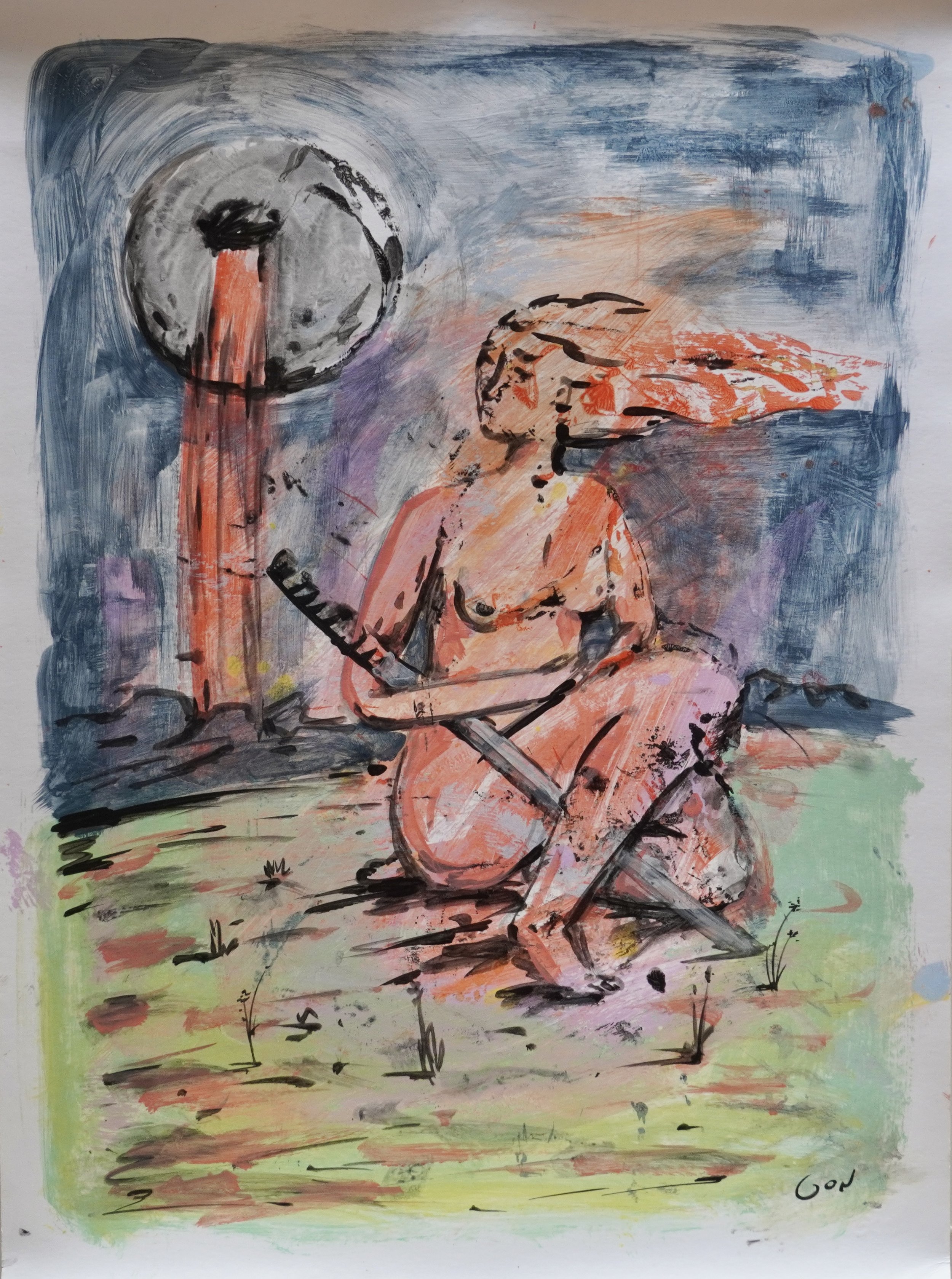 🔴 Musa con catana, 75 x 55 cm 