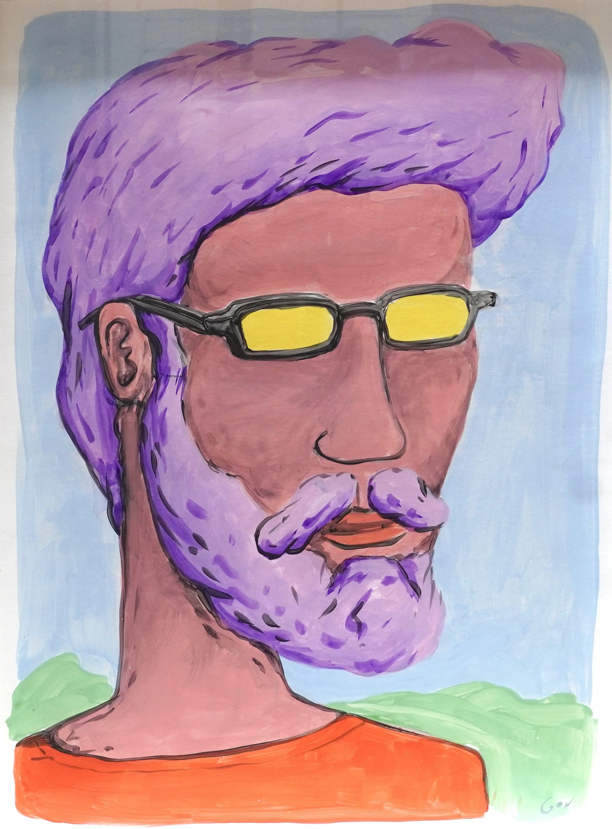 Hombre con anteojo, 75 x 55 cm 