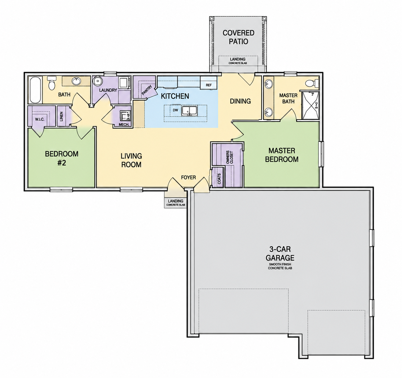 Floor plan 2 bed 2 bath 3 car garage