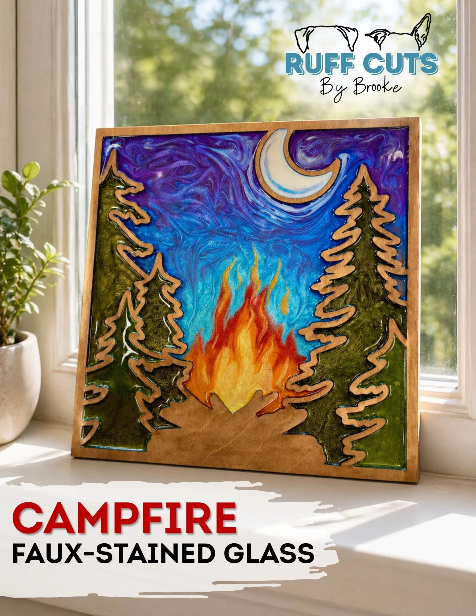 Campfire Faux- Stained Glass
