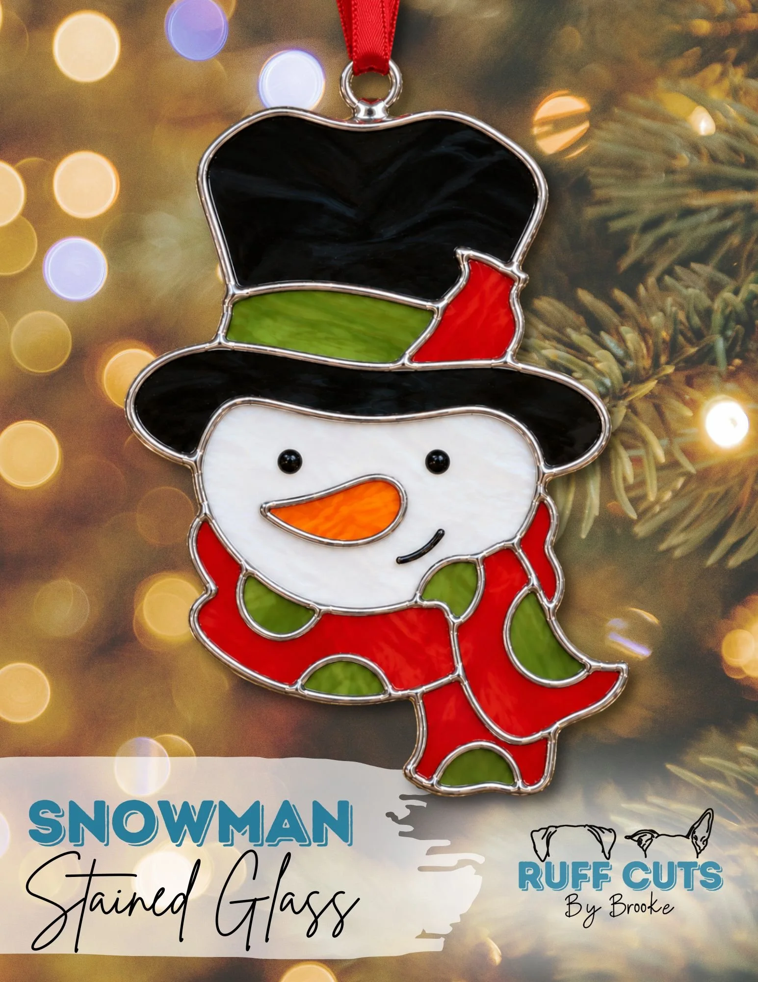 Snowman Stained Glass Ornament
