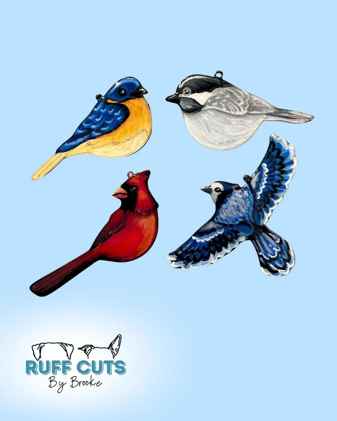 Set of 4 Winter Birds