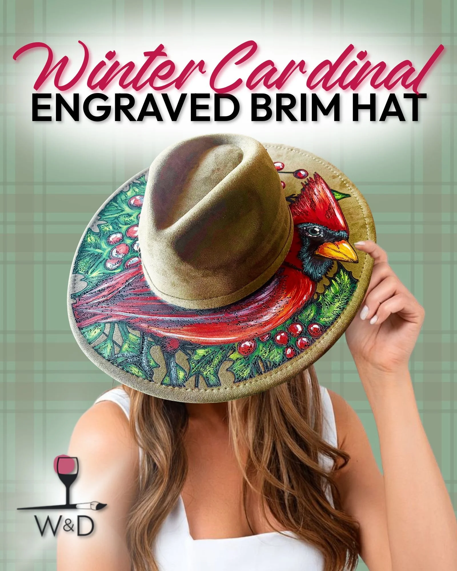 Winter Cardinal Engraved Brim Hat