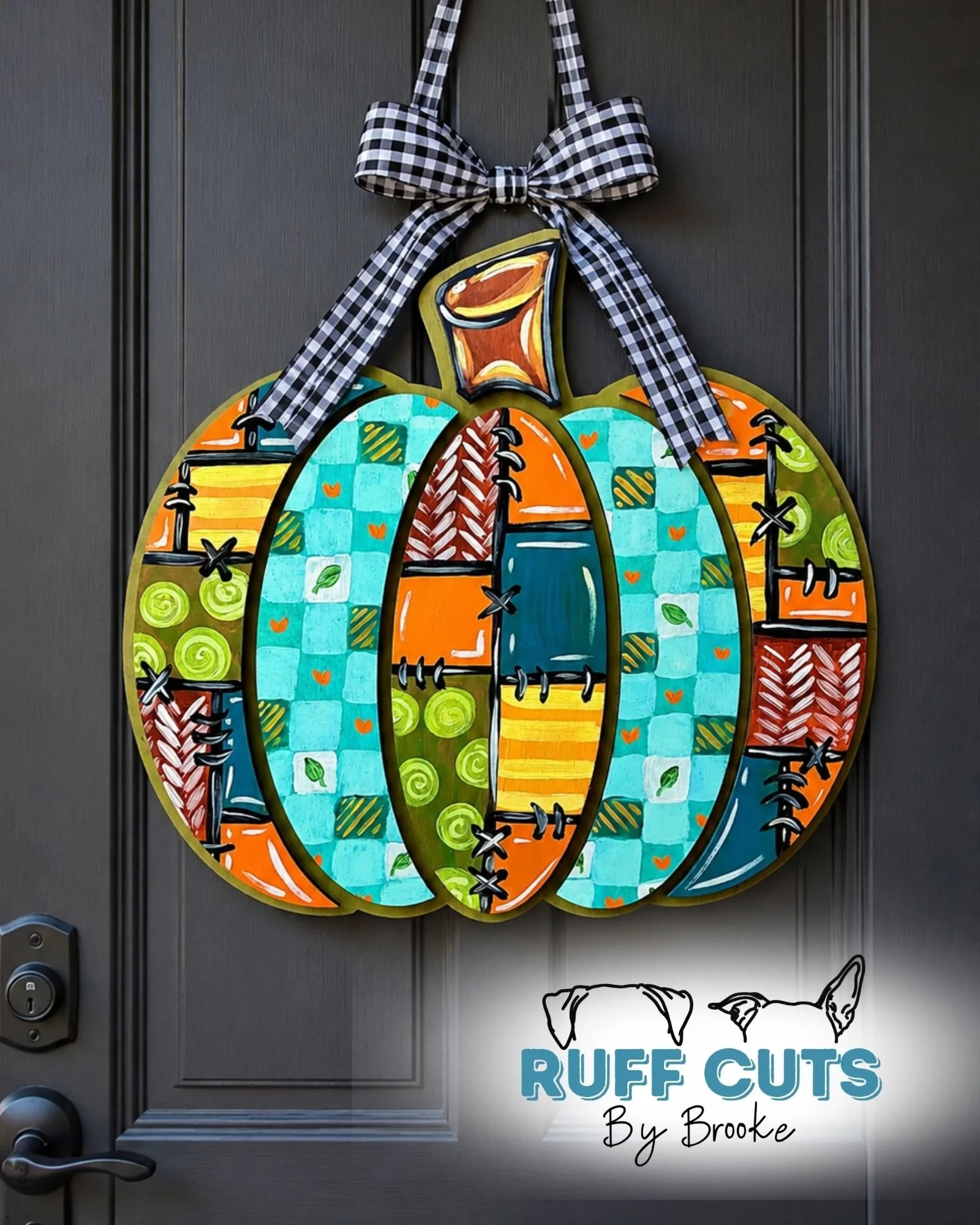 Patchwork Pumpkin Door Hanger