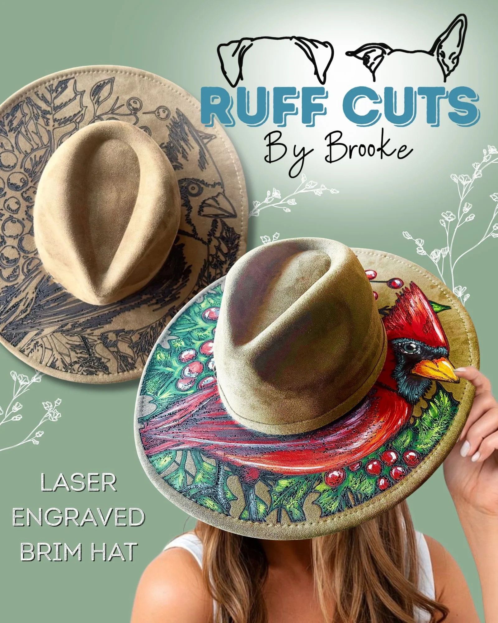 Winter Cardinal Engraved Brim Hat